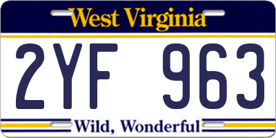 WV license plate 2YF963
