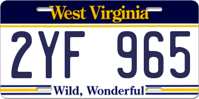 WV license plate 2YF965