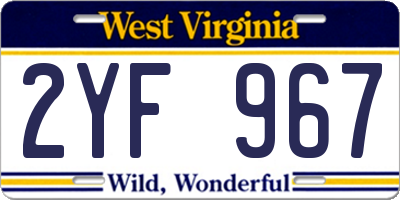 WV license plate 2YF967