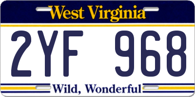 WV license plate 2YF968