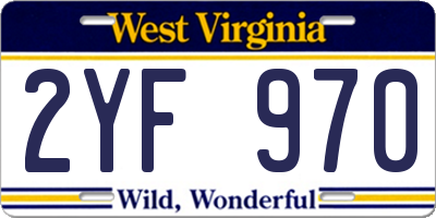 WV license plate 2YF970