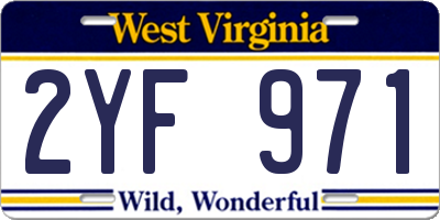 WV license plate 2YF971