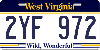 WV license plate 2YF972