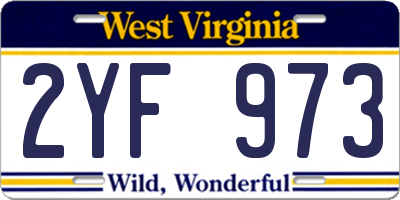 WV license plate 2YF973