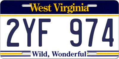 WV license plate 2YF974