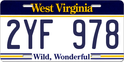 WV license plate 2YF978