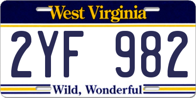 WV license plate 2YF982