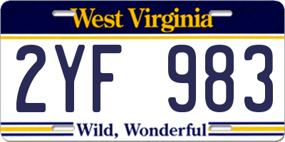 WV license plate 2YF983