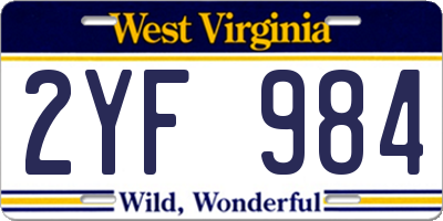 WV license plate 2YF984