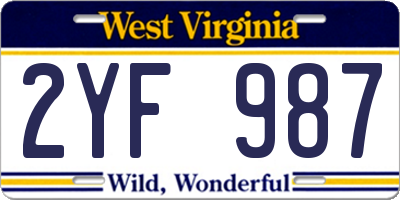 WV license plate 2YF987
