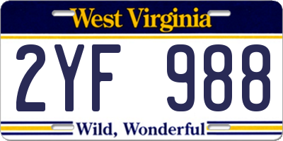 WV license plate 2YF988