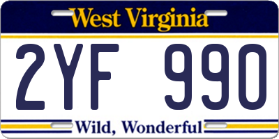 WV license plate 2YF990
