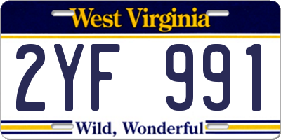 WV license plate 2YF991
