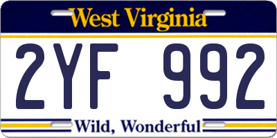 WV license plate 2YF992