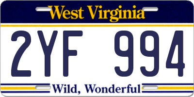WV license plate 2YF994