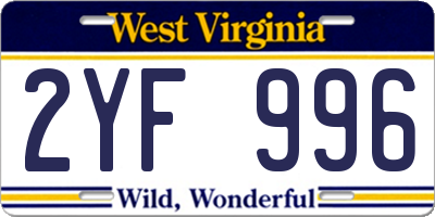 WV license plate 2YF996