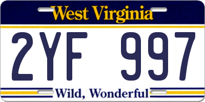 WV license plate 2YF997