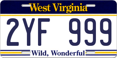 WV license plate 2YF999