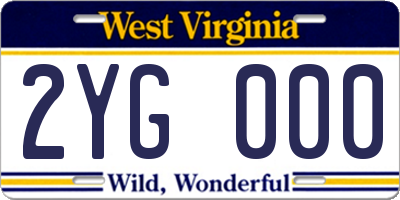 WV license plate 2YG000