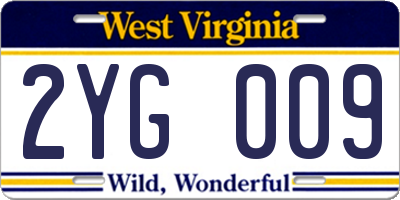 WV license plate 2YG009