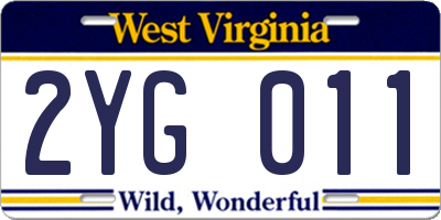 WV license plate 2YG011