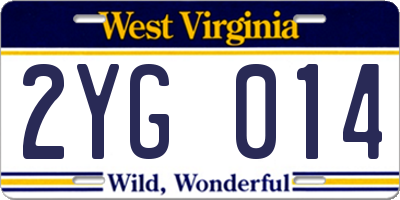 WV license plate 2YG014