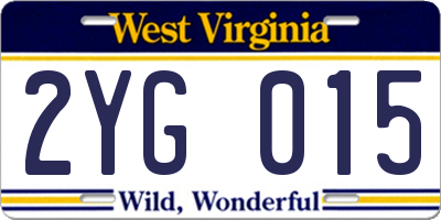 WV license plate 2YG015
