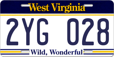 WV license plate 2YG028