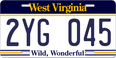 WV license plate 2YG045