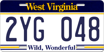 WV license plate 2YG048