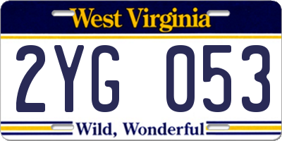 WV license plate 2YG053