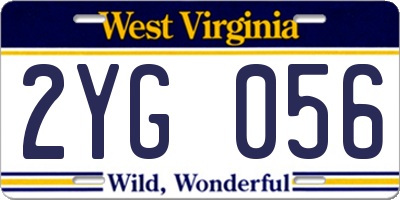 WV license plate 2YG056