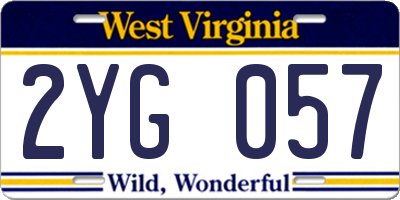 WV license plate 2YG057