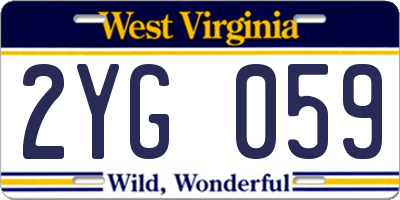 WV license plate 2YG059
