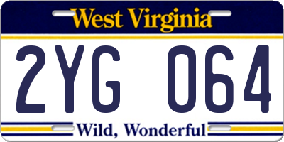 WV license plate 2YG064
