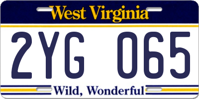 WV license plate 2YG065