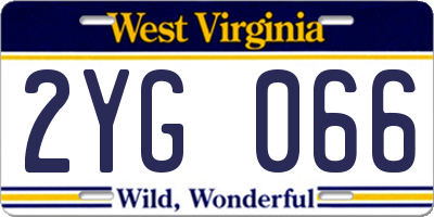 WV license plate 2YG066