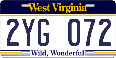 WV license plate 2YG072