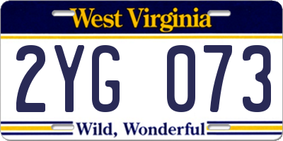 WV license plate 2YG073