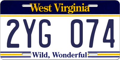 WV license plate 2YG074
