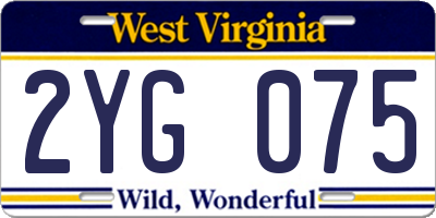 WV license plate 2YG075