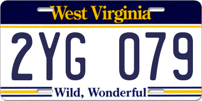 WV license plate 2YG079