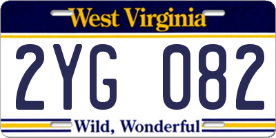 WV license plate 2YG082