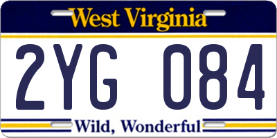 WV license plate 2YG084