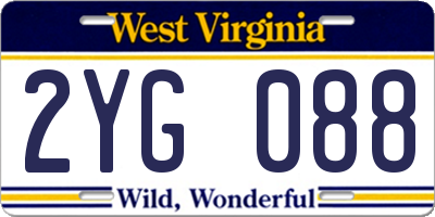 WV license plate 2YG088