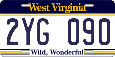 WV license plate 2YG090