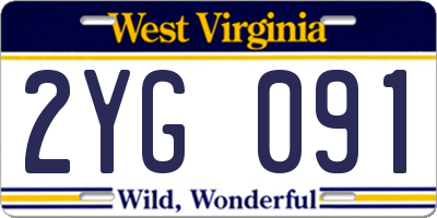 WV license plate 2YG091