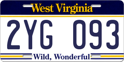 WV license plate 2YG093