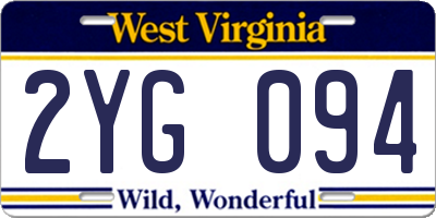 WV license plate 2YG094