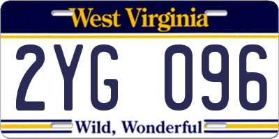 WV license plate 2YG096